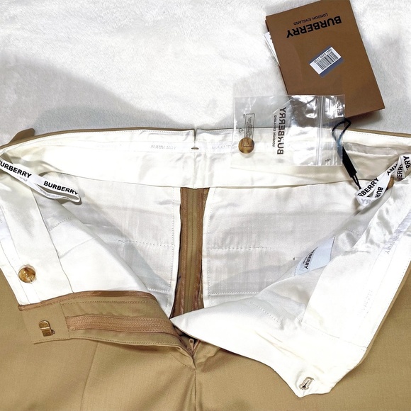 BURBERRY Ladies Tailored Tapered Wool Trousers In Honey - Picture 6 of 9